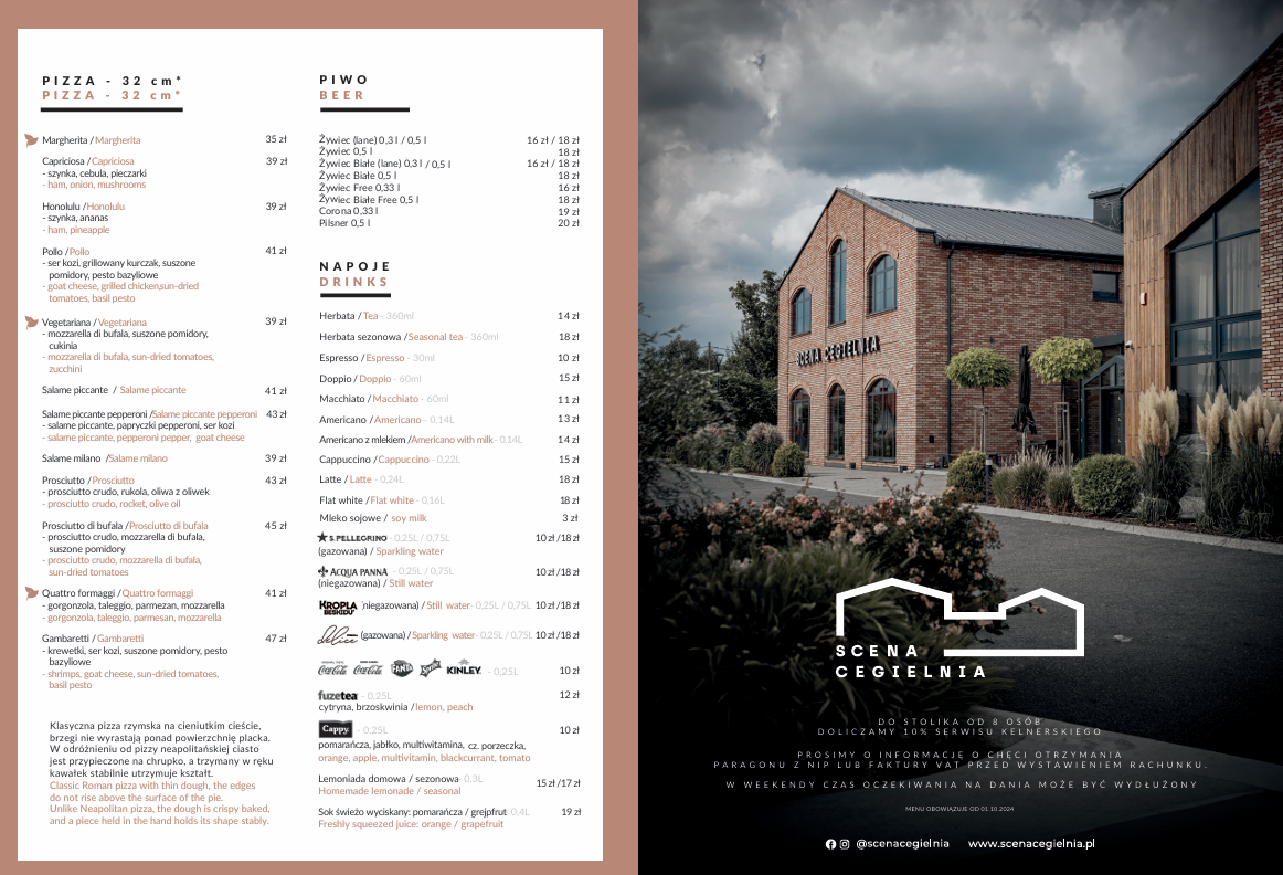 Scena Menu Nowe menu w restauracji Scena Cegielnia w Radzyminie - Scena Cegielnia